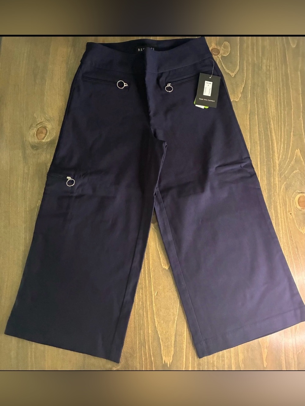 Reformation Navy High-Rise Wide Crop Pants